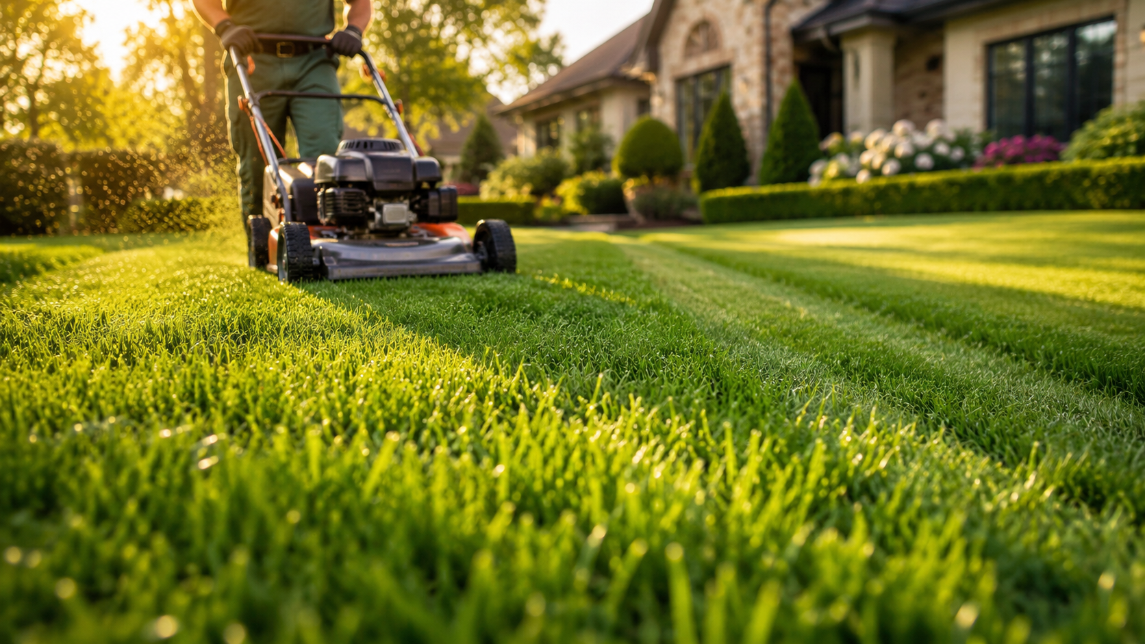 Manicured lawn maintenance